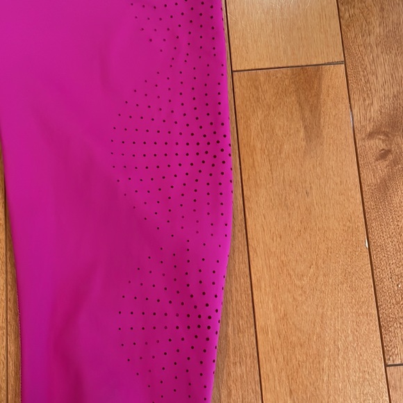 Athleta capri leggings; XS Petite; decorative hole embellishments; raspberry - Picture 2 of 6